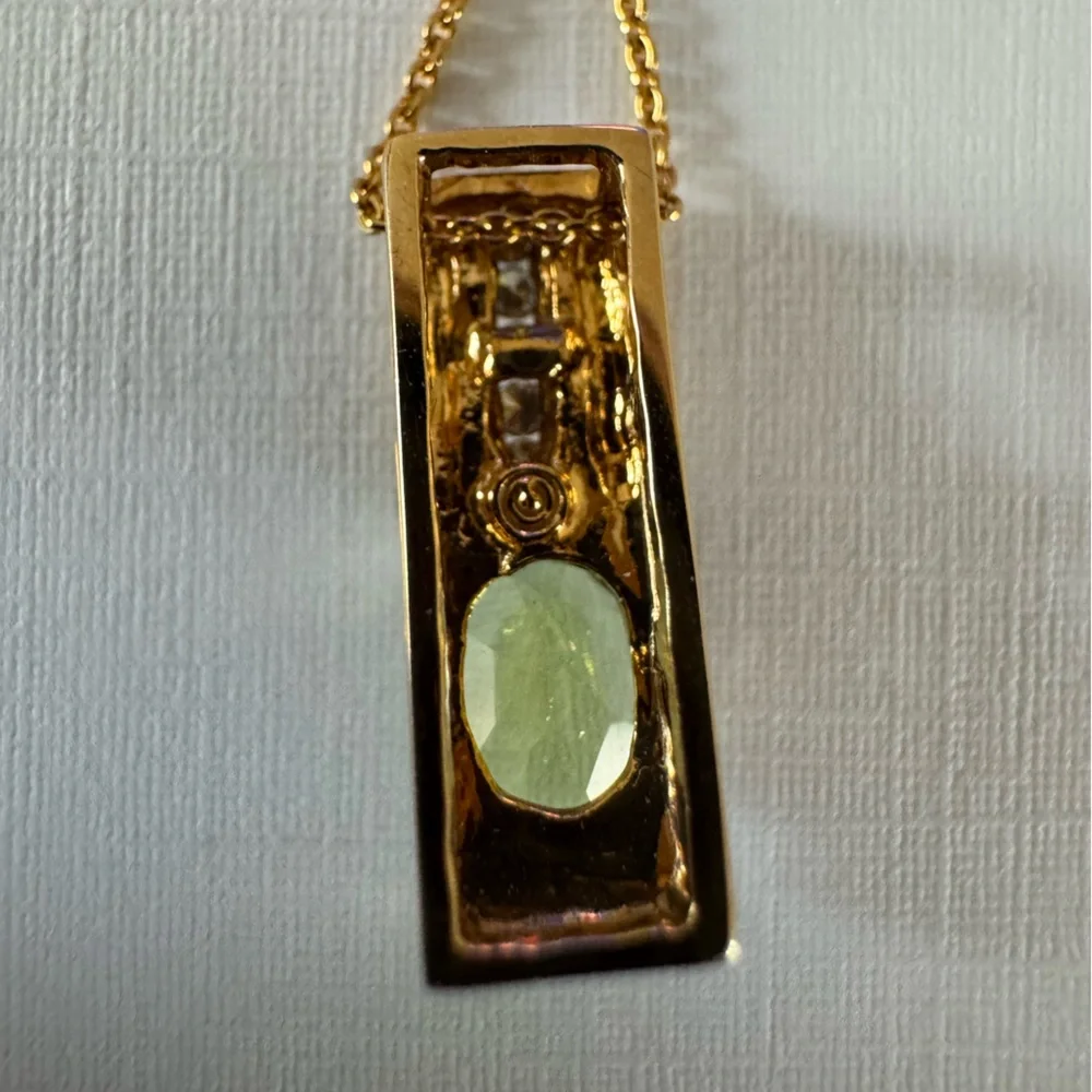Midas 14K Gold Necklace with Peridot & Diamond Pendant - Picture 6 of 11